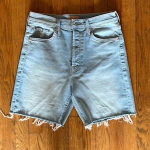 MOTHER Jean shorts. Button fly. The tripper cutoff